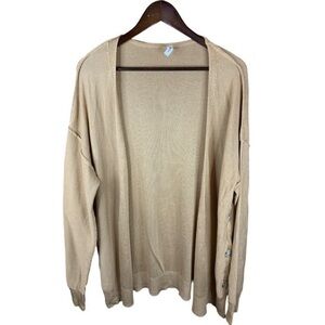 Wishlist Gold Open Front Cardigan Sweater Size M/L Side Buttons Raw Seams